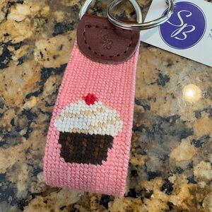 Pink Cupcake Needlepoint Keychain from Smathers & Branson